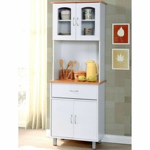 White Tall Kitchen Microwave Stand Utility Cabinet Storage Shelves Cupboard Door - £299.15 GBP