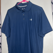 Under Armour Polo Shirts Mens L Heat Gear Blue Short Sleeve - $13.72