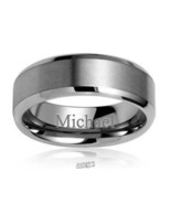 Personalized Matte Titanium Tungsten Ring 8MM Silver Size 8 &quot;CH&quot; Persona... - £37.30 GBP