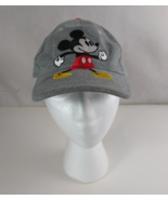 Disney Mickey Mouse Embroidered Gray Adjustable Unisex 100% Cotton Baseb... - $20.33 CAD