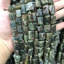 Large Raw Mineral Natural Green Tourmaline Jet Quartz Stone Beads For  DIY Neckl - £35.21 GBP