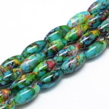 10 Speckled Glass Beads 22mm Assorted Lot Oval Jewelry Supplies Rainbow  - £6.26 GBP