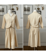 Vintage 50s Yellow Seersucker Stripe Blouse Skirt Outfit Mix and Match XS - $741.99 MXN