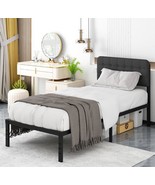 Twin Bed Frames With Upholstered Headboard, 14 Inch Twin Metal Platform,... - $111.94