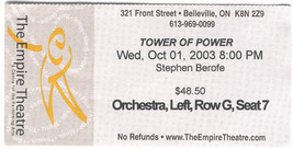 Tower of Power 2003 Ticket Stub Belleville Ticket Stub Canada Collectible - £4.54 GBP