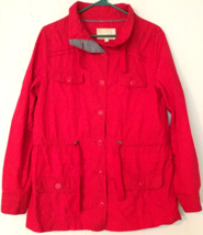 Banana Republic women M jacket red 100% cotton thin/fall jacket button-up - £9.69 GBP
