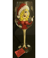 Lulu Flirty Fun Where&#39;s My Santa Wine Glass  - Sexy Busty Blonde - Great... - £16.88 GBP