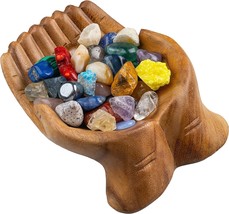 Curawood Carved Hands Offering Bowl - Display Your Healing Stones - Crystal - £28.46 GBP