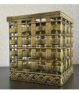 Vtg Cube Tissue Box Holder Hollywood Regency Gold Tone Metal Basket Weav... - $369.11 MXN