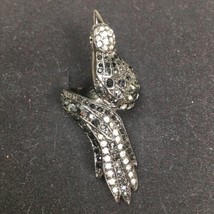 Rhinestone Bird Ring Size 5 Statement Dark Silver Tone - $13.00