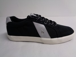 Polo Ralph Lauren Size 7.5 M HUGH Black Canvas Fashion Sneakers New Mens Shoes - $78.21