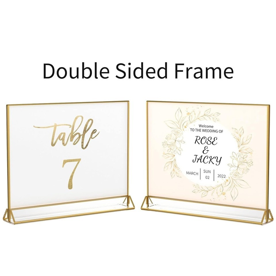 6-Pack Horizontal Acrylic Sign Holders with Gold Borders for Elegant Displays Item image 7