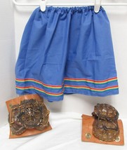 New Native American Seminole Girl&#39;s Handmade Ribbon Skirt Blue Rainbow S... - £24.86 GBP