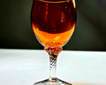 Vintage Single Twisted Clear  Stem Orange Elegant Wine Glass Small 5.5in... - $19.99
