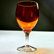 Vintage Single Twisted Clear  Stem Orange Elegant Wine Glass Small 5.5in... - £15.71 GBP