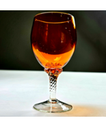 Vintage Single Twisted Clear  Stem Orange Elegant Wine Glass Small 5.5in... - £15.75 GBP