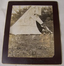 c1920 Antique Indian Chief Teepee Photo The Warrior Native American - $26.72