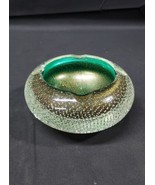 Mid Century Modern Green Gold Fleck Controlled Bubblez Ashtray Bowl - $18.69