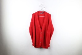 Vtg 90s Streetwear Womens M Faded Baggy Fit Chunky Ribbed Knit Cardigan Sweater - £54.26 GBP