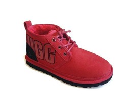 UGG Neumel Graphic Outline Ankle Chukka Suede Boots Mens Sz 7 Samba Red 1130715 - £71.58 GBP