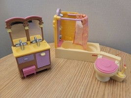 Fisher Price Loving Family Dollhouse Bathroom Set Double Sink Shower Tub... - $23.72