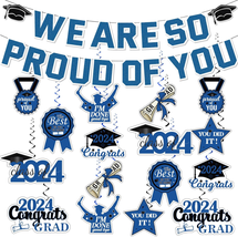 Blue Graduation Party Decorations 2024, We Are so Proud of You Graduation Banner - £13.36 GBP