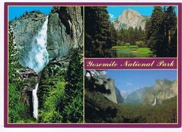 California Postcard Yosemite National Park Multi View Yosemite Falls Half Dome - £1.50 GBP