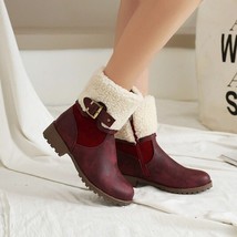 Red Sherpa Plush-Lined Fold-Over Boot Cold Weather - £36.93 GBP