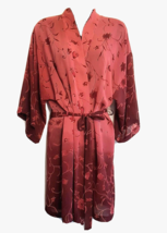 Expressions Bath Robe S/M Pink Wine Floral Kimono Spa Wrap Sexy Sheer Lingerie - £15.50 GBP