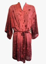 Expressions Bath Robe S/M Pink Wine Floral Kimono Spa Wrap Sexy Sheer Li... - £15.47 GBP