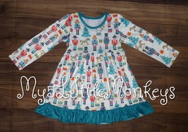 NEW Boutique Christmas Nutcracker Girls Long Sleeve Ruffle Hem Dress - £8.80 GBP