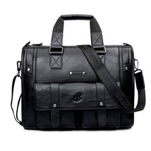 Scione Men Thicken PU Leather Briefcase Large Capacity Laptop Business Messenger - £113.90 GBP