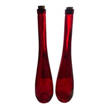 Set of 2 Tall Red Glass Bottles with Cork Stoppers – 17” – Decorative Va... - $36.00
