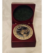 Vintage Quartz World Time Clock Airplane Hand Desk Wooden Box - $57.55 CAD