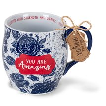 Lighthouse Christian Products You Are Amazing Midnight Blue Floral 13 Ounce Cera - £15.07 GBP