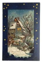 Merry Christmas Mica Postcard Winter Scene Paul Finkenrath PFB Germany c1900s - £15.76 GBP