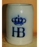 Vintage .5L Stein 5" HB German Hofbrauhaus Stoneware Salt Glazed Cobalt ... - $16.19