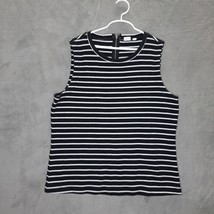 Gap Womens Shirt Sleeveless Tank Top Stripes Black White Zipper Back Size M - £11.45 GBP