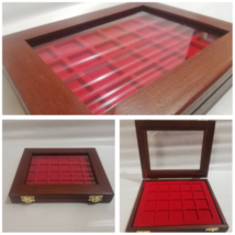 Case Set for coins Mahogany display case for collecting Coins&amp;More - $54.14