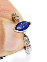 Victorian 0.30ct Rose Cut Diamond Blue Sapphire Fashionable Bridal Ring - £249.63 GBP