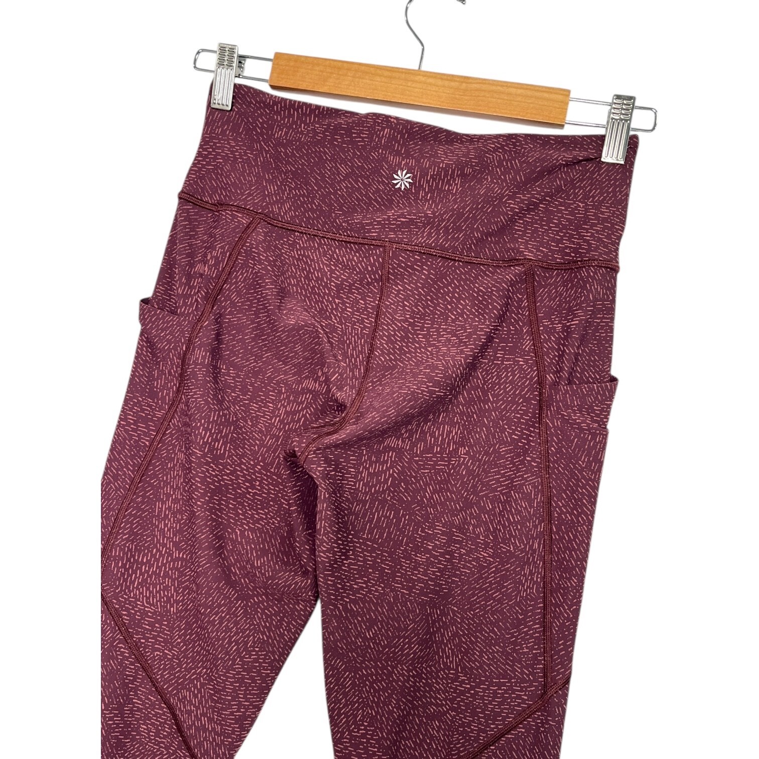 Athleta Leggings Womens Small Purple Salutation Stash Pocket Tight Workout Yoga Item image 8