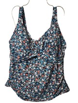 Lands&#39; End Womens Size 18W DD Tummy Control Ruffle Tankini Black Disty F... - $24.95
