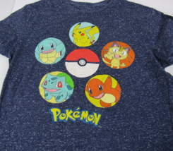 Pokemon T-Shirt Size Small Speckled Grey Blue Graphic Print Pokeball - £6.97 GBP