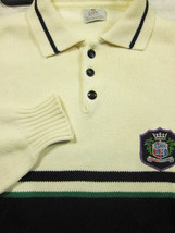 GORGEOUS Clan Royal Edinburgh White Cotton Stripe Sweater Made n Scotland M - £29.01 GBP