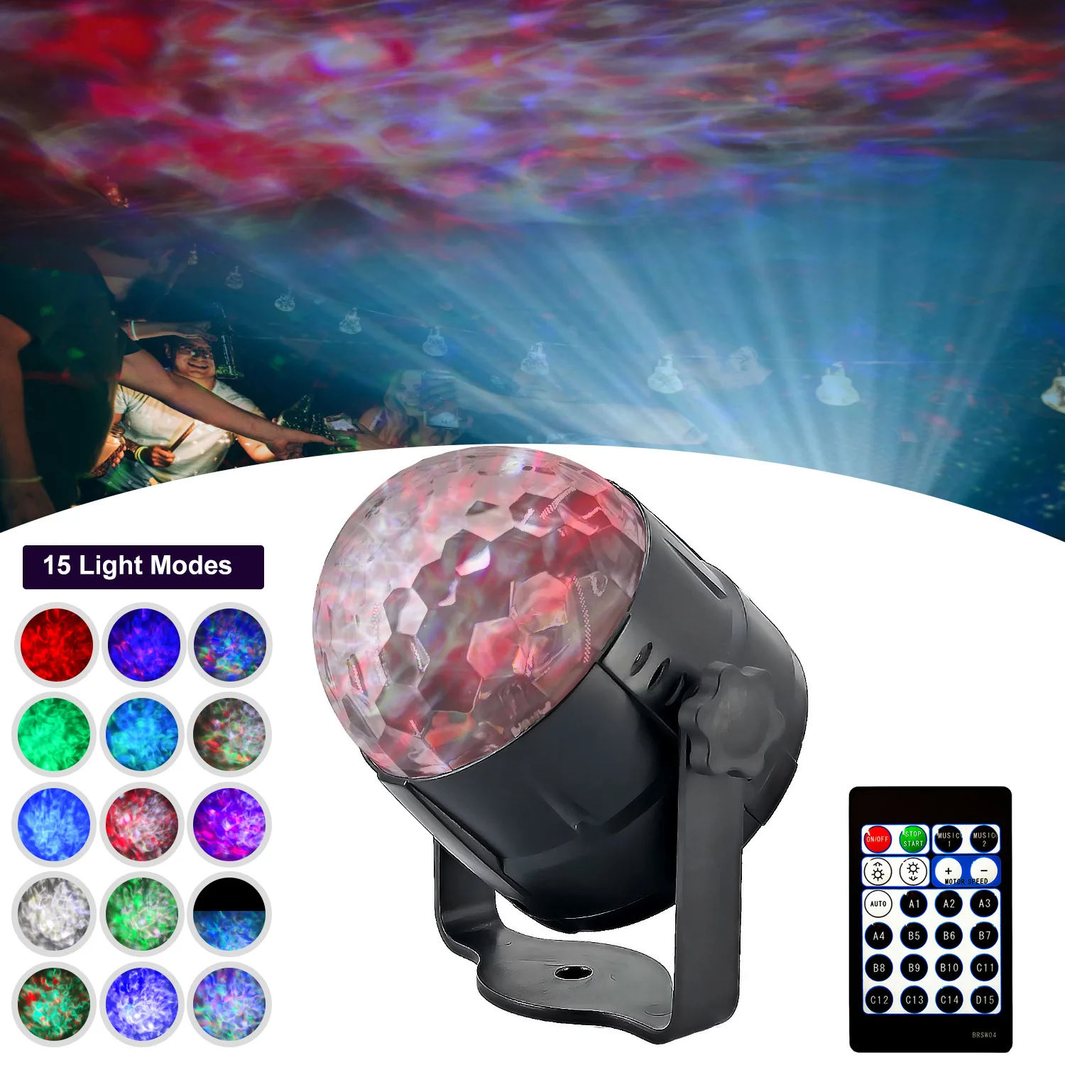 RGB Disco Ball Party Light USB 5V Color Changing Mini LED Water Wave Ripple Stag - £151.32 GBP