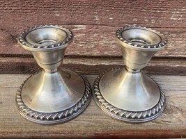 VTG Pair Rogers 1901 Sterling Weighted Reinforced Candle Holders - £31.61 GBP