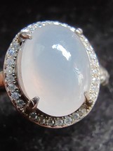 Glassy Ice Lavender Purple Natural Jadeite Jade Cabochon Ring #Type A Jadeite# - £1,954.60 GBP