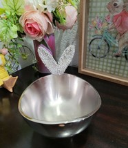 Easter Metal Bunny Rabbit Rhinestone Ears Metal Bowl 5.5&quot; - £37.34 GBP