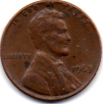 Circulated 1963 Lincoln Memorial Cent - $3.99
