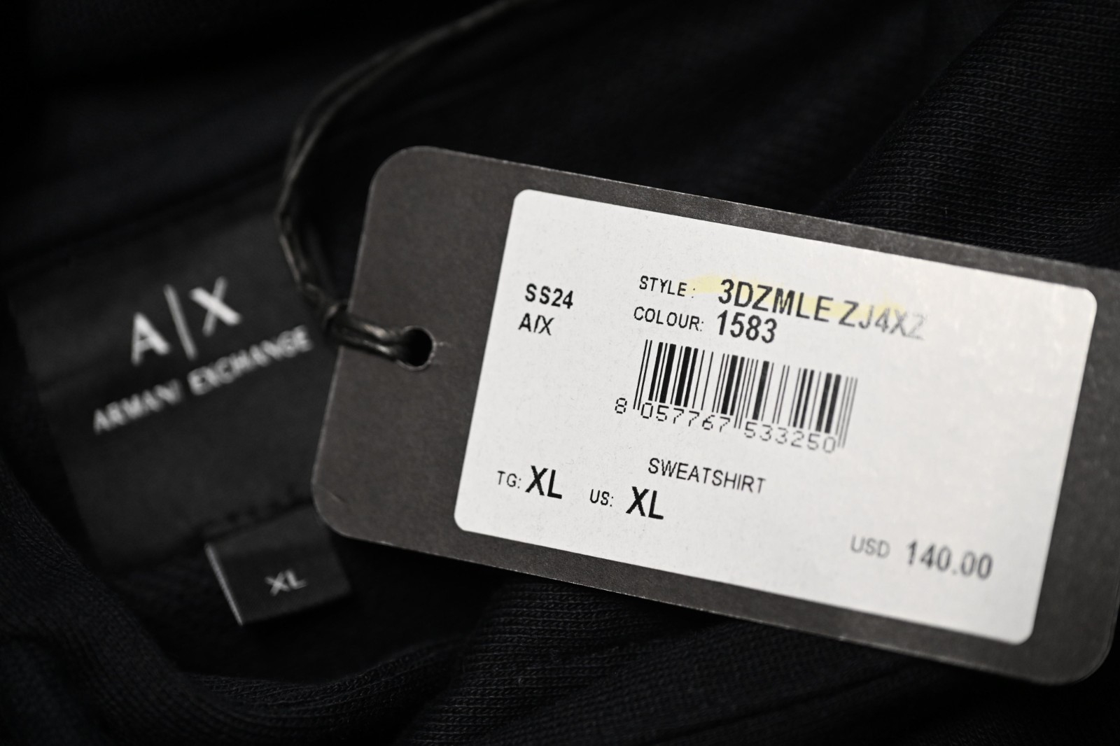 Armani Exchange A/X Men's Dark Blue Logo Patch Heavy Cotton Pullover Hoodie XL Item image 9